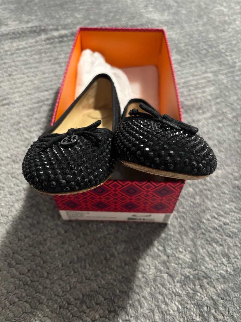 Tory Burch Black Studded Ballet Flats